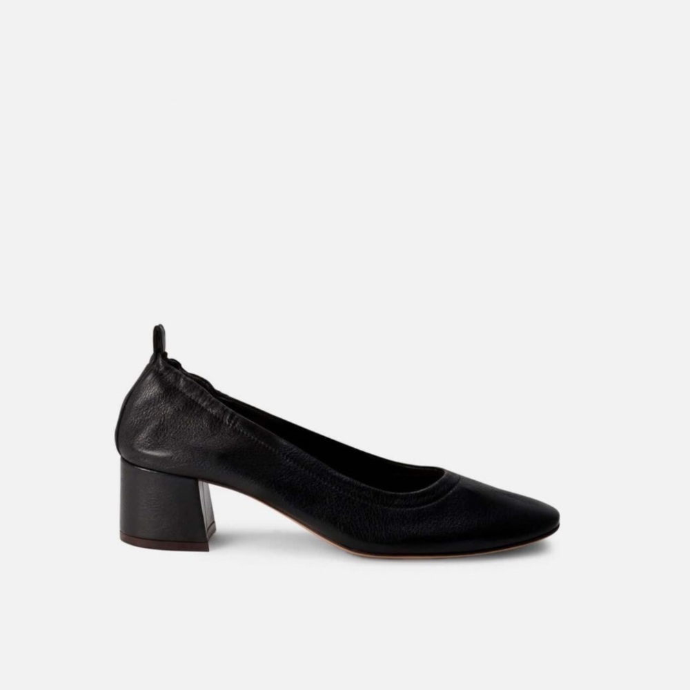 Minelli Black Leather Block Heel Shoes